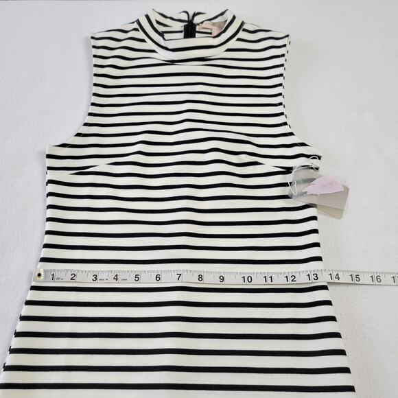 Forever21 Black Cream Striped Dress NEW Midi Stretch Bodycon Sleeveless Womens S - Picture 6 of 8